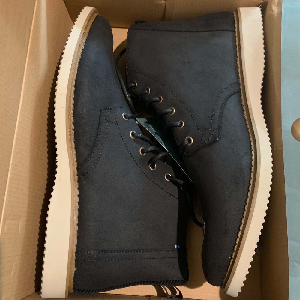 COPY - TOMS Mens Porter Lace Up Casual Boots Ankle - Black, NWT Size 14